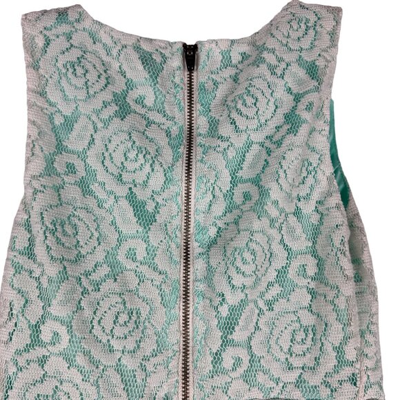 Cherokee Girls' Mint Green & White Lace Dress Size M Sleeveless Back Zipper - Picture 4 of 6